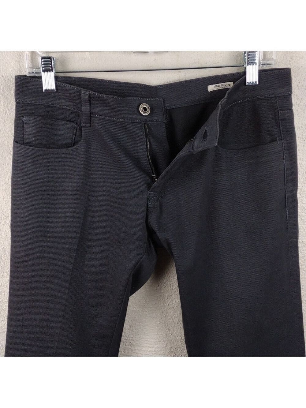 Miu Miu Made In Italy Gray Cotton Five Pocket Mid Rise Straight Leg Color Jeans - Picture 4 of 10